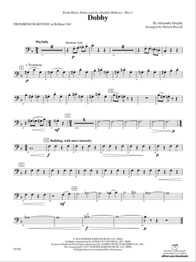 Dobby (from Harry Potter and the Deathly Hallows, Part 1): (wp) 1st B-flat Trombone B.C.