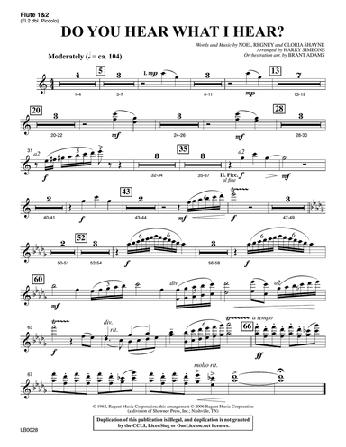 Do You Hear What I Hear? (Orchestration) (arr. Harry Simeone) - Flute 1 & 2