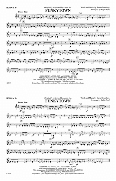 Funkytown: Horn in B flat