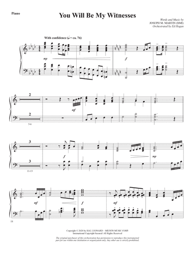 You Will Be My Witnesses - Piano