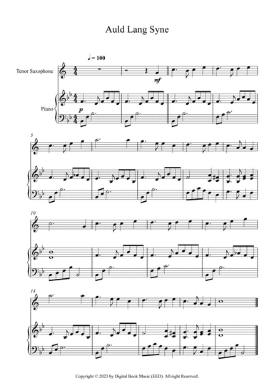 Auld Lang Syne (Tenor Sax + Piano)