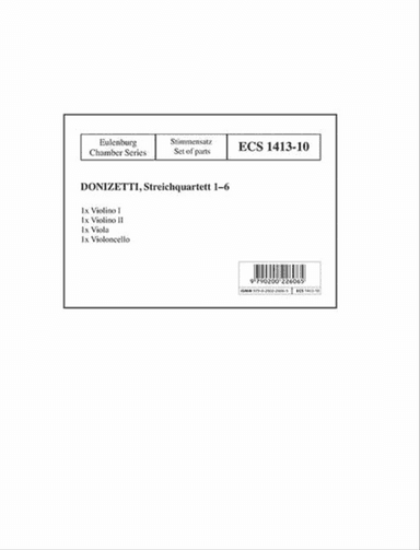 String Quartets No. 1-6 Set Of Parts