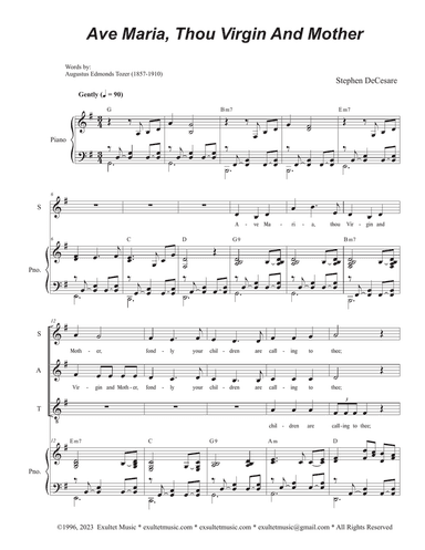 Ave Maria, Thou Virgin And Mother (Vocal Quartet - (SATB)