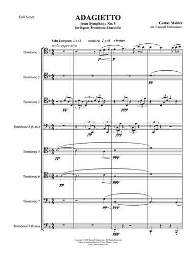 Adagietto from Symphony No. 5 for 8-part Trombone Ensemble