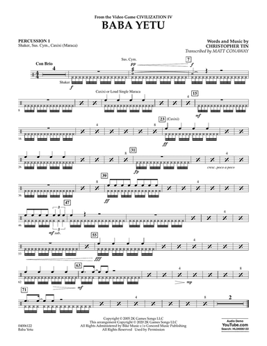 Baba Yetu (from Civilization IV) (trans. Matt Conaway) - Percussion 1
