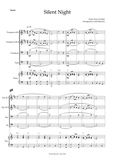 Silent night (Brass Quartet) Piano and chords