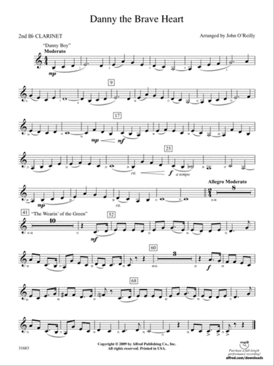 Danny the Brave Heart: 2nd B-flat Clarinet