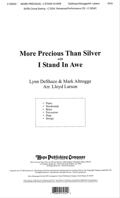 More Precious Than Silver with I Stand in Awe
