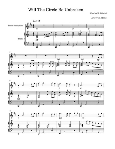 Will The Circle Be Unbroken (Tenor Sax Solo with Piano)
