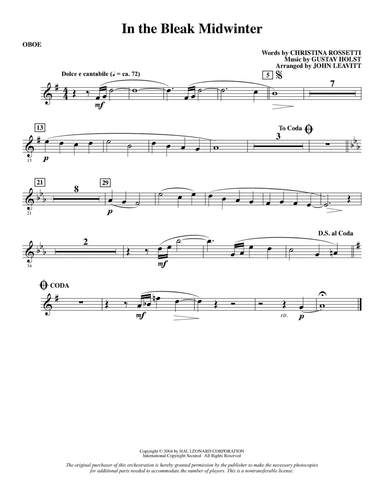 In The Bleak Midwinter (arr. John Leavitt) - Oboe