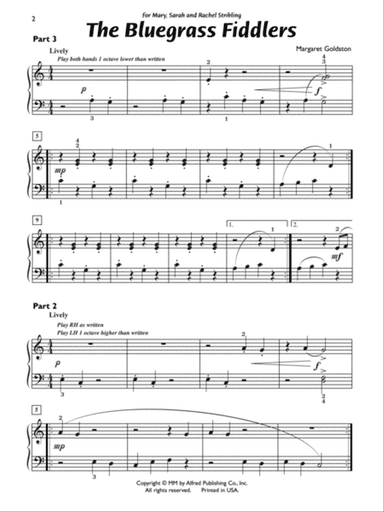 The Bluegrass Fiddlers - Piano Trio (1 Piano, 6 Hands)
