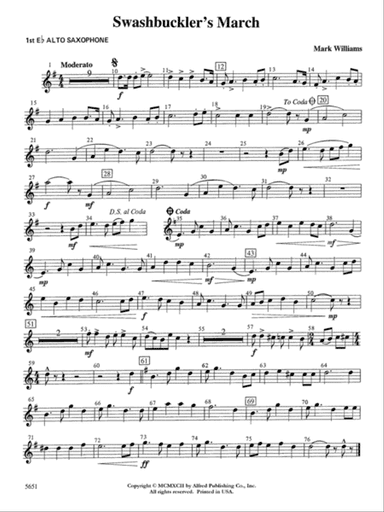 Swashbuckler's March: E-flat Alto Saxophone