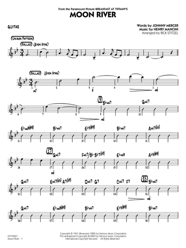 Moon River (arr. Rick Stitzel) - Guitar