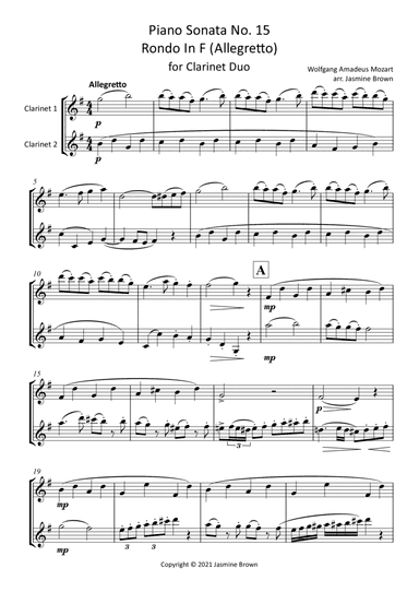 Rondo In F - Clarinet Duet