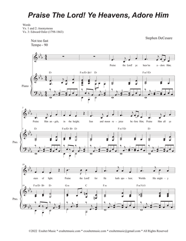 Praise The Lord! Ye Heavens, Adore Him (Vocal solo - Medium Key)