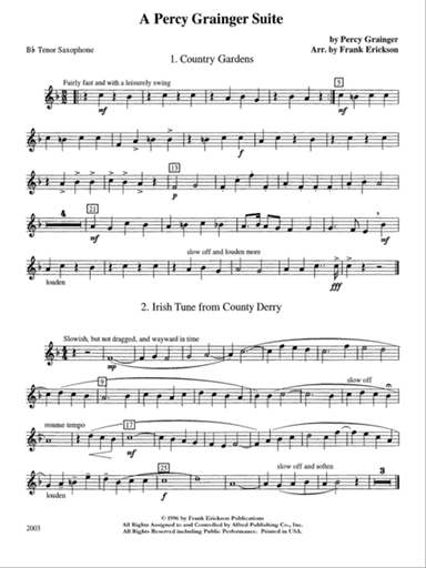 A Percy Grainger Suite: B-flat Tenor Saxophone