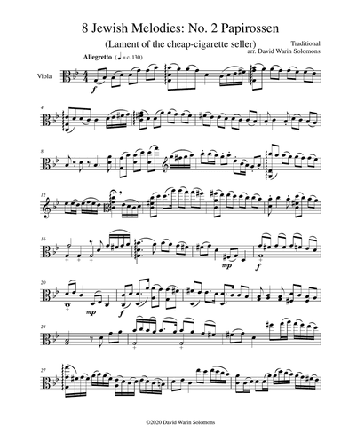 Papirossen (Lament of the cheap-cigarette seller) for viola solo