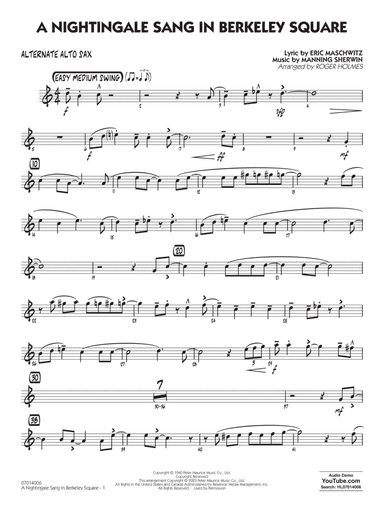 A Nightingale Sang In Berkeley Square (arr. Roger Holmes) - Alternate Alto Sax