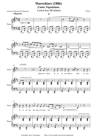 "Marechiare" Lower key (B minor)