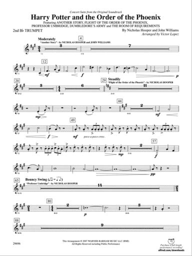 Harry Potter and the Order of the Phoenix, Concert Suite from: 2nd B-flat Trumpet