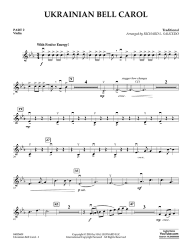 Ukrainian Bell Carol - Pt.2 - Violin