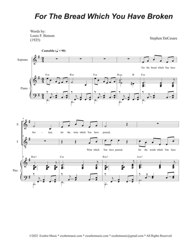 For The Bread Which You Have Broken (Duet for Soprano and Tenor solo)