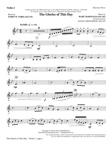 The Glories of This Day - Violin 2