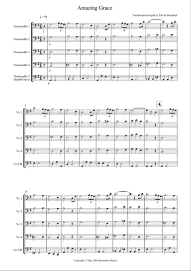 Amazing Grace for Cello Quintet