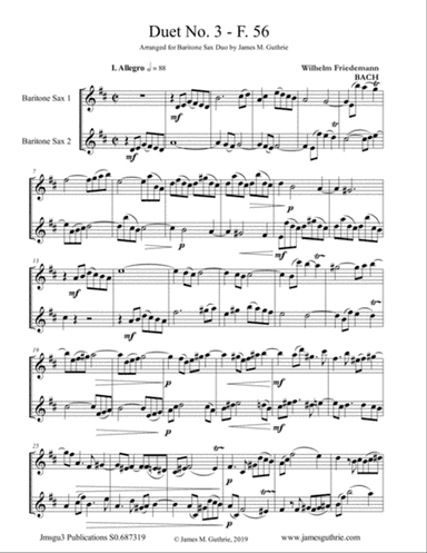 WF Bach: Duet No. 3 for Baritone Sax Duo
