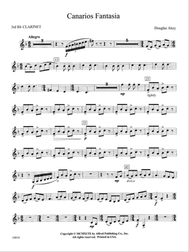 Canarios Fantasia: 3rd B-flat Clarinet