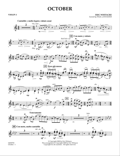 October - Violin 1 (arr. Paul Lavender)