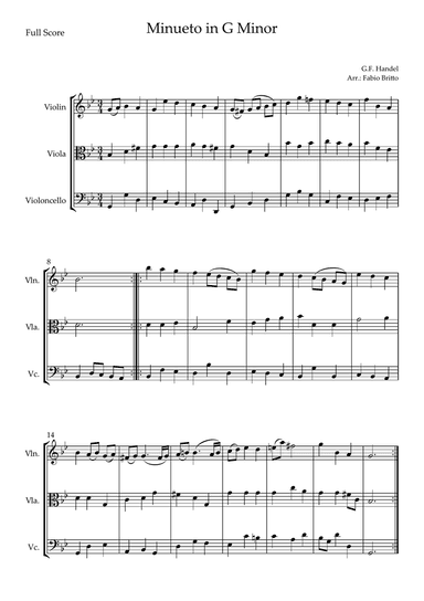 Minueto in G Minor (G.F. Handel) for String Trio