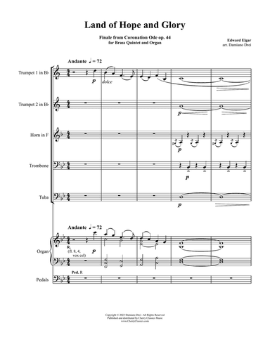 Land of Hope and Glory for Brass Quintet and Organ