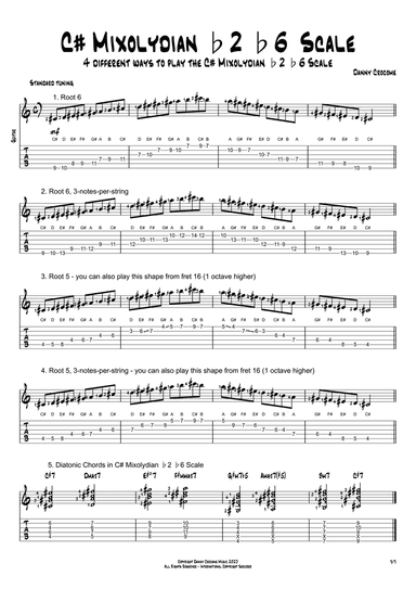 C# Mixolydian b2 b6 Scale (4 Ways to Play)