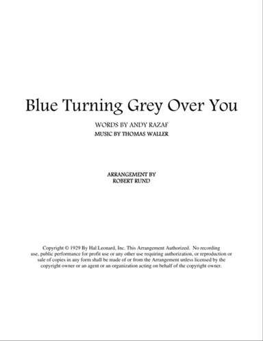 Blue Turning Grey Over You