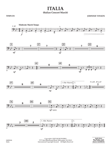 Italia (Italian Concert March) - Timpani