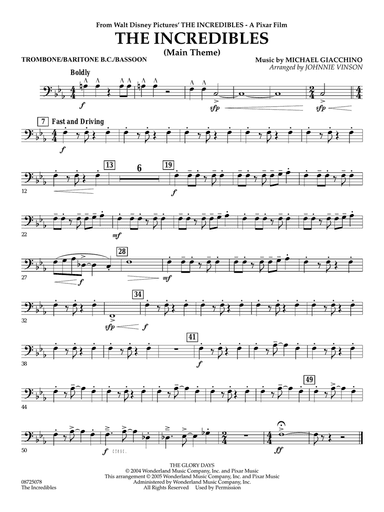 The Incredibles (Main Theme) (arr. Johnnie Vinson) - Trombone/Baritone B.C./Bassoon