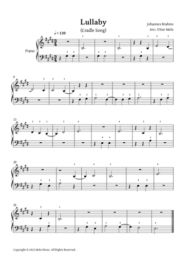 Brahms Lullaby - beginner piano