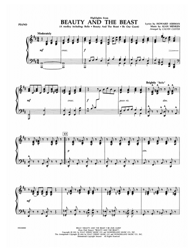 Beauty and the Beast Highlights (arr. Calvin Custer) - Piano