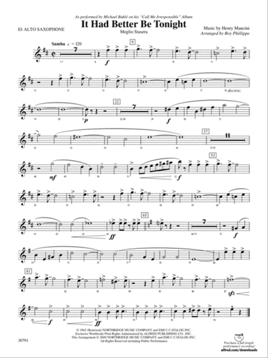 It Had Better Be Tonight (Meglio Stasera): E-flat Alto Saxophone