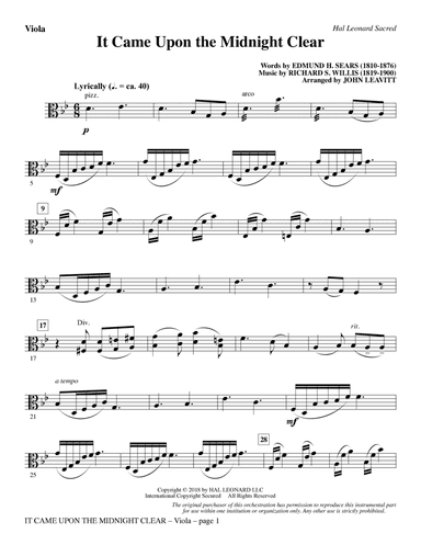 It Came Upon the Midnight Clear - Viola