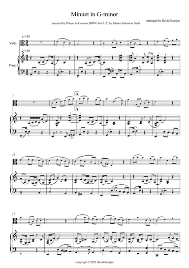 Minuet in G-minor - EASY (viola & piano)