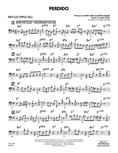 Perdido (arr. Mark Taylor) - Bass Clef Sample Solo