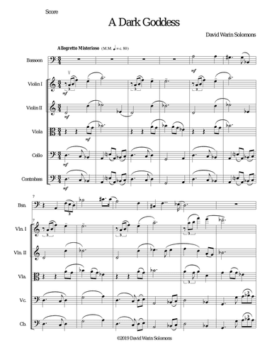 A Dark Goddess for bassoon solo and string orchestra