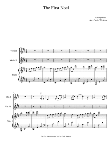 The First Noel Violin Duet