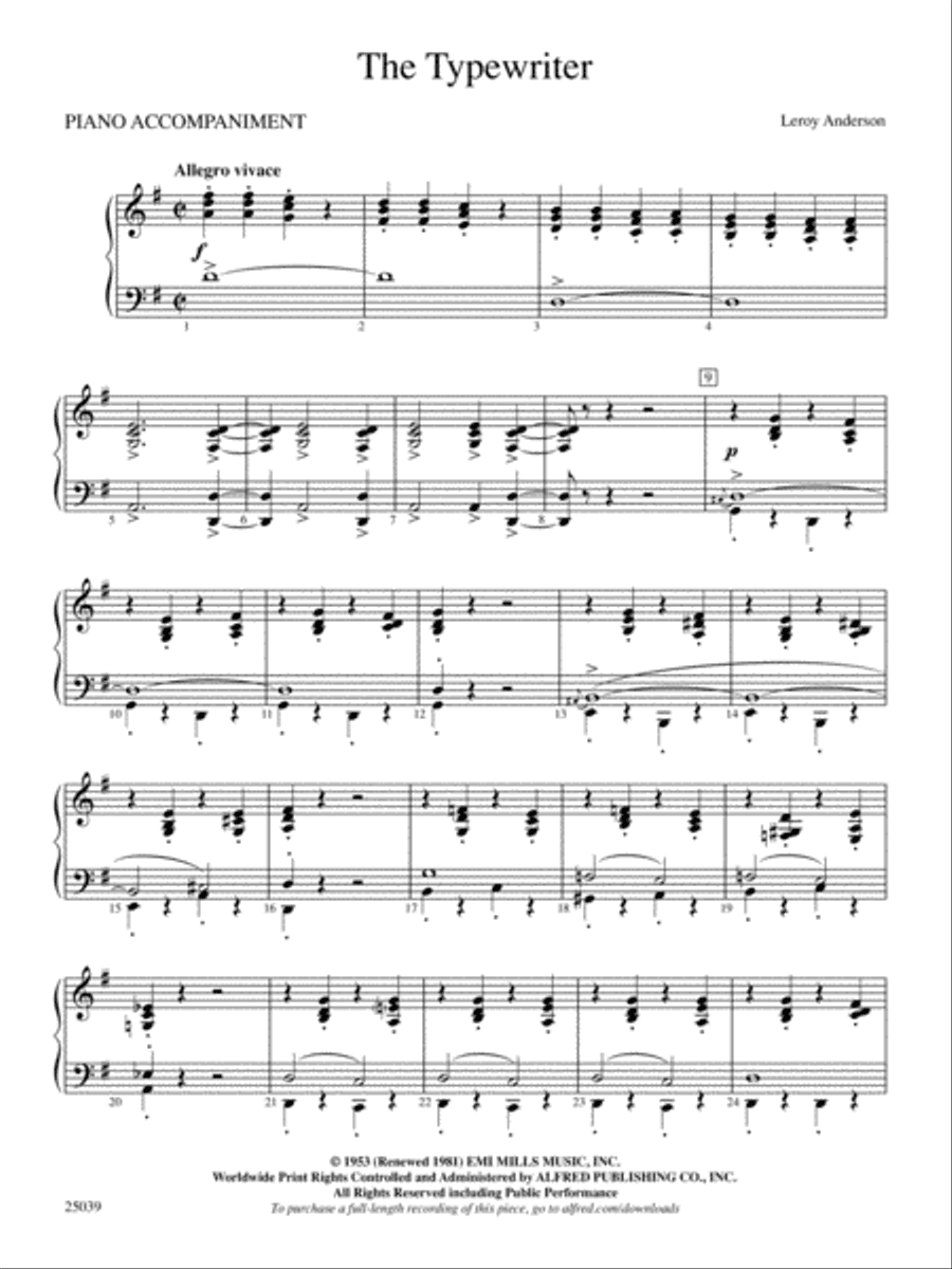 The Typewriter: Piano Accompaniment