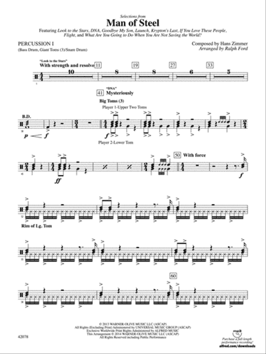 Man of Steel, Selections from: 1st Percussion