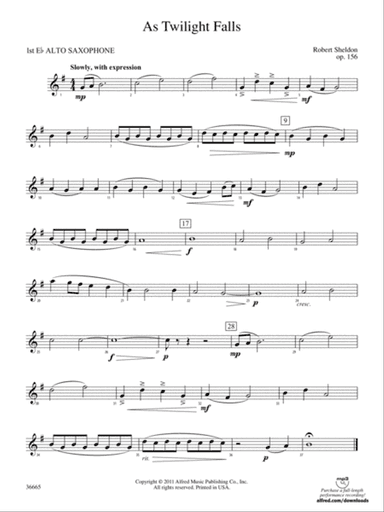 As Twilight Falls: E-flat Alto Saxophone