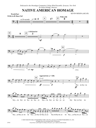 Native American Homage: (wp) B-flat Tuba B.C.