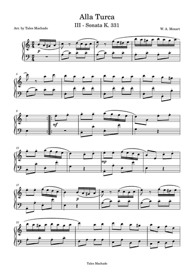 Mozart - Rondo Alla Turca | easy piano arrangement